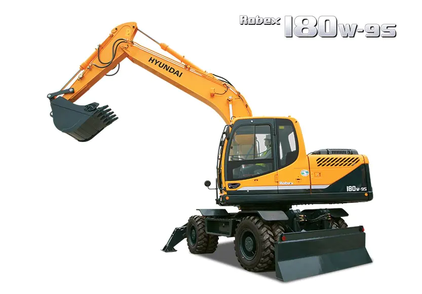 Máy xúc đào bánh lốp R180W-9S gầu 0.76 m³