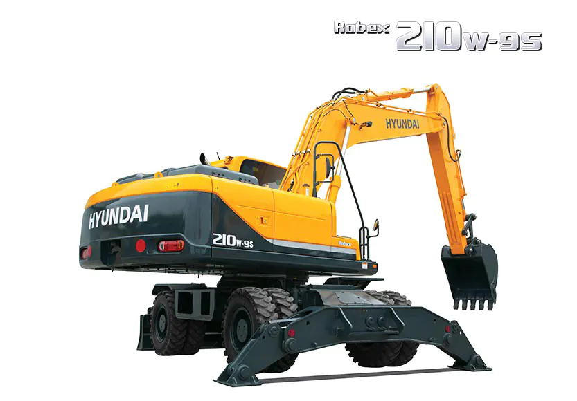 Máy xúc đào bánh lốp R210W-9S gầu 0.9 m³